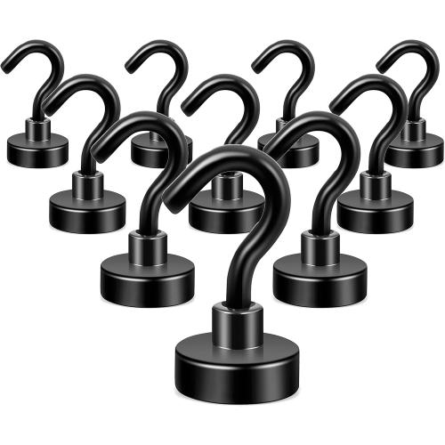 Neosmuk Magnetic Hooks, Heavy Duty 30lb  Strong Magnet Hook for Cruise Cabins, Cruise Ship Essentials for Hanging, Metal Wall Refrigerator Hangers (Black, 5 Pack)