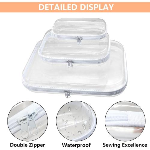 2 Pack Clear Hard Shell Zipper Case, Transparent Zipper Pouches Makeup Case Hard Plastic Pencil Case Storage Boxes for Toiletry Travel Cosmetic Storage & Organizer