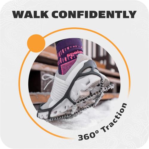 SIZE L....Yaktrax Walk Traction Cleats - 360-Degree Grip on Snow, Ice, & Multi-terrain Surfaces - Elastic Outer Band w/ Easy-On/Off Heel Tab & 1.2mm Zinc-coated Steel Coils - Abrasion & Rust Resistant - Unisex