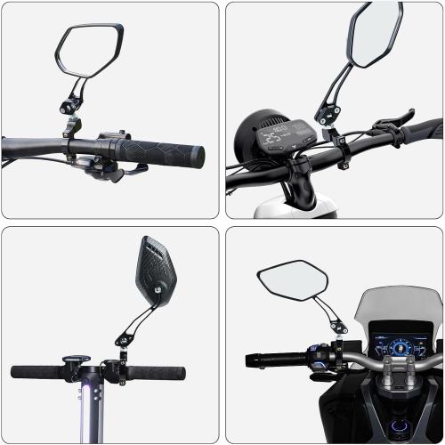 2 Pack Bike Mirrors, 360°Rotatable HD Wide Angle Rear View Mirror - Universal Handlebar Accessories for Mountain/Road Bike, Scooter, E-Bike (Black)