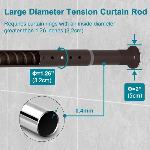 Oxdigi Tension Shower Doorway Curtain Rod/Adjustable 141.7-161.4 inches No Drilling Window Curtain Rod for Bethroom, Indoor Decor/Bronze