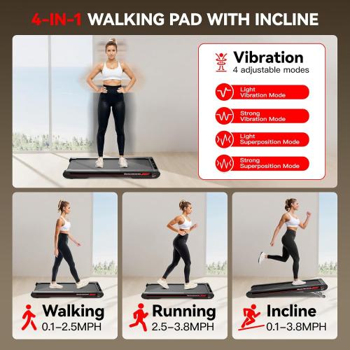 Sperax Walking Vibration Pad,Under Desk Treadmills for Home,4 in 1 Vibration Plate Exercise Machine,Portable Walking Pad with APP,350 Lb Capacity Multifunctional Treadmill Pro Max