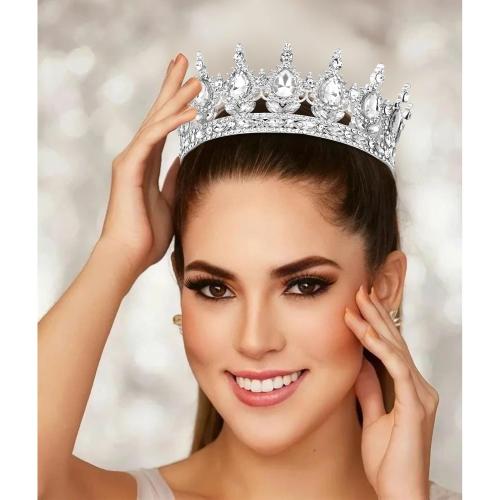 CIEHER Crystal Crowns for Women Girls Royal Crown Wedding Halloween Costume Birthday Party Prom, Crown Cake Topper(Silver)