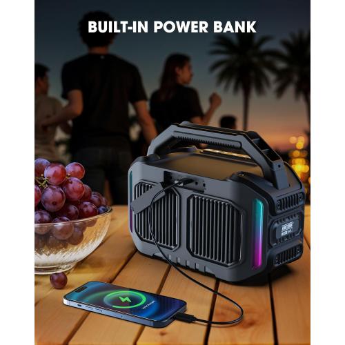 Speakers Bluetooth Wireless: 80W(Peak) Loud Speaker with Bass, 20H Playtime, IPX6 Waterproof, Large Jobsite Speakers for Work, Outdoor, Workshop, Garage, Portable Speaker with TWS (Black)