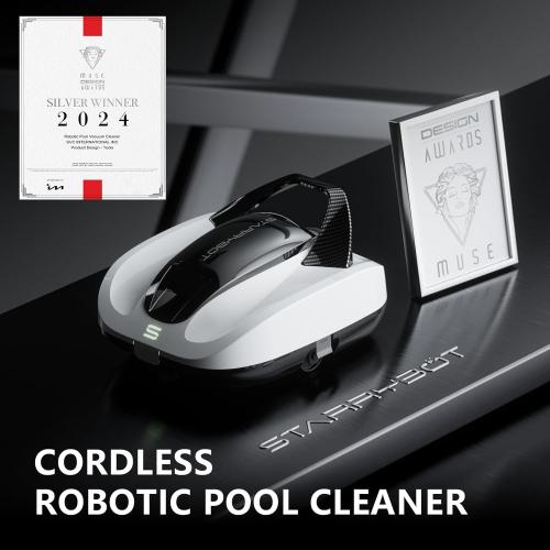 Cordless Robotic Pool Cleaner, Portable Swimming Robotic Pool Vacuum Self-Parking Technology, Ideal for Above-Ground Pools