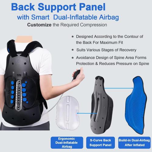 Nvorliy TLSO Full Back Brace for Back Pain Relief - Inflatable Airbag Thoracic Back Brace Orthosis Support for Compression Fracture, Pre or Post Op, Kyphosis, Scoliosis, Osteoporosis (XL)