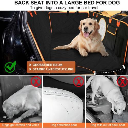 INFURTURE Waterproof Dog Car Seat Cover for Back Seat with Hard Bottom, Dog Car Seat Cover Holds 460lbs, 8-Layer Protection, Non-Slip & Scratch Proof, Easy to Install for Car/SUV
