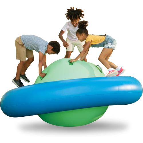 Hearthsong 8-Foot Inflatable Dome Rocker with 6 Handles - Children's Fun Play Equipment Blow Up Giant Bouncer Backyard Toy for Outdoor Game Activities for Boys and Girls Ages 5  (Max Weight 250 lbs)