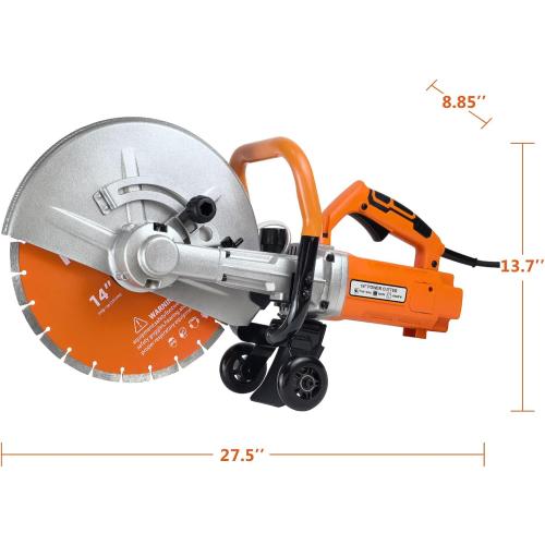 14-Inch Electric Concrete Saw 3000W, 110V Cut-Off Saw with Diamond Blade, 4.8 Max Cutting Depth, Heavy-Duty Cement Grinder for Asphalt, Brick, Stone