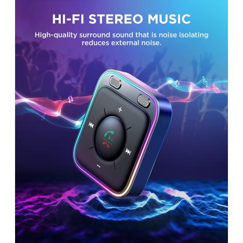 JOYROOM Bluetooth 6.0 AUX Car Adapter, Dual Mics Noise Cancellation, Plug-and-Play, Multifunction Button, 3.5mm Audio Adapter Bluetooth Receiver for Car Hands-Free Calls & Music, Gift for Men, Black