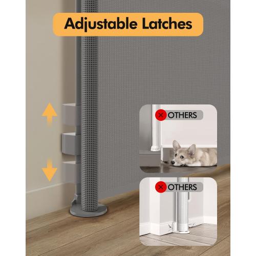 Retractable Baby Gate for Stairs & Doorways, 55 Wide x 33.6 Tall Easy Installation Mesh Dog Gate for Indoor & Outdoor Use,Pet and Dog Safety Gate for Hallways(Grey)