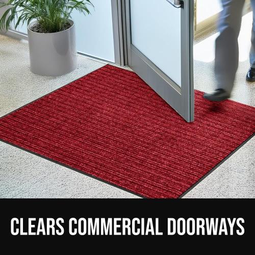 GORILLA GRIP Waterproof Traffic Guard Door Mat, 72x48, Heavy Duty Entryway Mats, Strong Backing Commercial Utility Rugs for Office Hallway, Garage Floor and Home, Low Profile Carpet Runner, Red