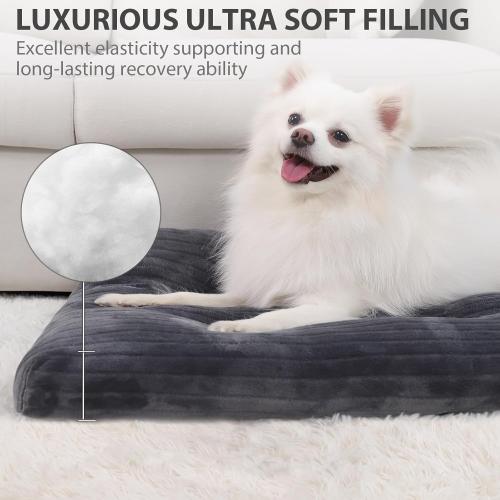 Dog Crate Bed Washable Dog Beds for Medium Dogs Deluxe Thick Flannel Fluffy Comfy Kennel Pad Anti-Slip & Anti-Scratch Pet Sleeping Mat, 29 x 21 Inch, Gray