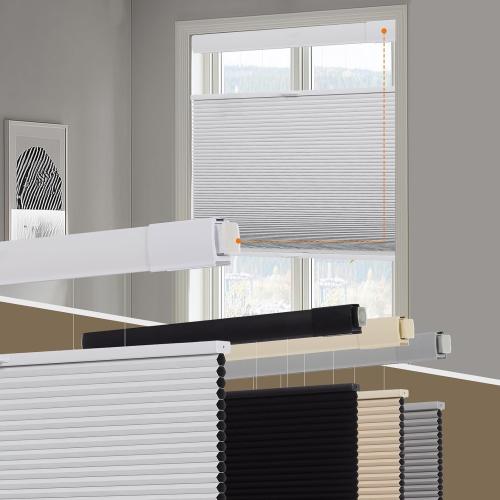 Persilux No Tools No Drill Blackout Cellular Shades for Windows Cordless Top Down Bottom Up Honeycomb Blinds,Easy to Install Cellular Blinds for Indoor Windows, White, 38.5 W x 64 H