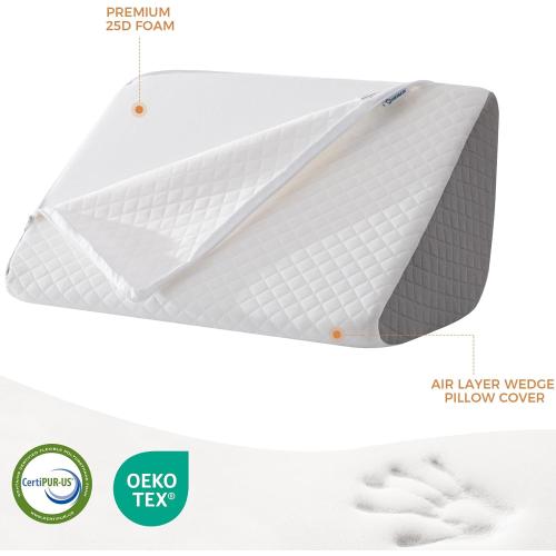Knee Wedge Pillow 6.3'' for Post-Surgery Recovery-Leg Elevation Support for Sleep Position, Alleviating Lower Back & Hip Pain Enhancing Circulation in Ankles Legs Triangle Pillow with Removable Cover