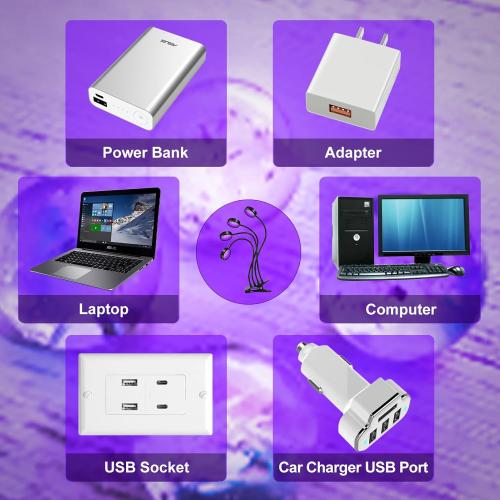 YGS-Tech LED Black Light, 20W UV Lamp with USB, Four Head Dimmable Gooseneck UV Light, Wavelength 389-405nm Black Lights for Resin, Neon Body Paint, Bedroom and Glow Party Decorations