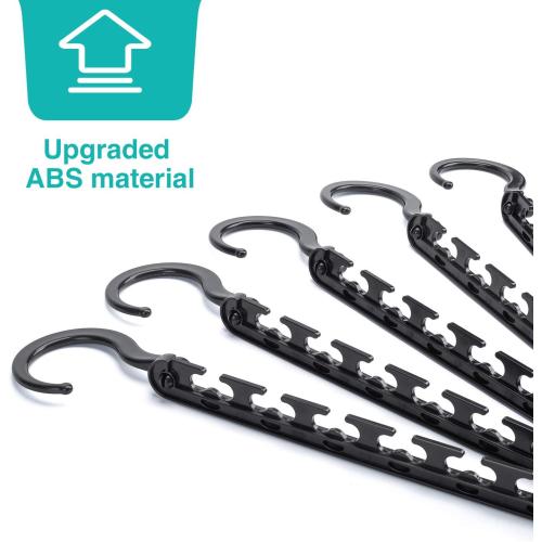 HOUSE DAY Sturdy Plastic Space Saving Hangers 12 Pack, Cascading Hangers Organizer Closet Space Saver 80% and Wrinkle Free Clothes, Multi Collapsible Hanger for Heavy Clothes, Shirts, Pants (Black)