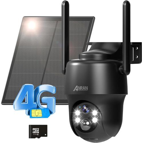 ANRAN 4G LTE Cellular Solar Security Camera Wireless Outdoor,No WiFi 3MP Solar Powered 2K Camera,Color Night Vision,360° Live View,PIR Motion Sensor,2 Way Talk,Black‼️good condition‼️
