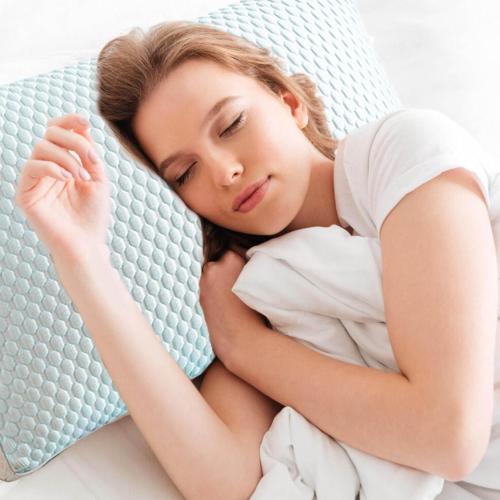 Cooling Pillow, 29x19 Inch Elastic Bed Pillows with Down Filling, Breathable Side Sleeper Pillow with Massage Particles, Washable Pillow for Stomach Sleeper, Light Blue, Bed Pillows (2)