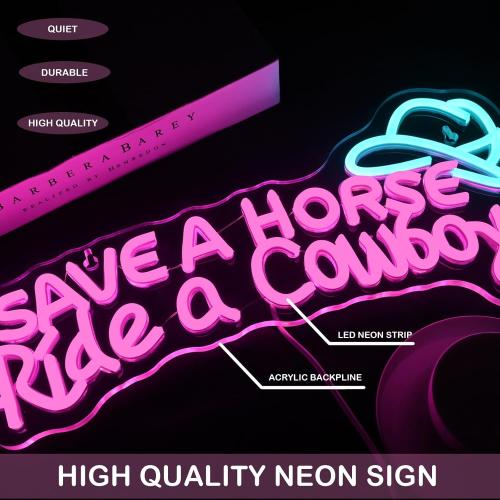 Save A Horse Ride A Cowboy Neon sign Led Signs for Wall Decor with Adjustable Brightness, USB Powered, Ideal for Bedroom, Home Bar, Club, Hotel, and Party Decor