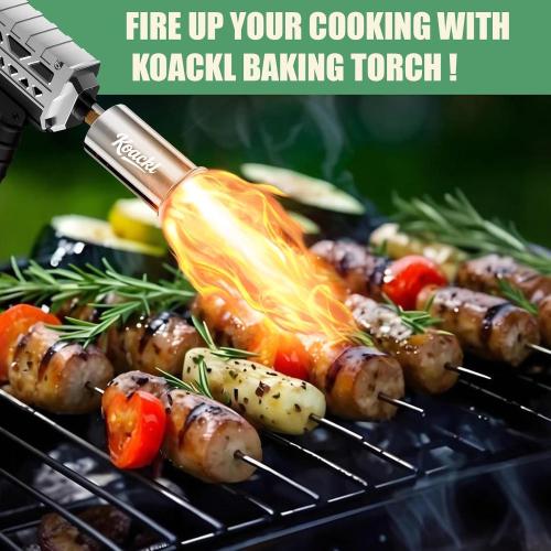 KOACKL Powerful Propane Torch Gun, Kitchen Torch with Adjustable Flame, Flamethrower Blow Torch Gun, Gas Welding Kits for BBQ, Searing Steak, Camping & Charcoal Torch Lighter(Tank Not Included)