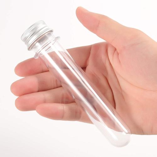 HOZEON Clear Plastic Test Tubes with Caps, 40 ml Test Tubes Sealing Protection Sheets for Plants, Scientific Experiments Candy Storage, Powders, Spices, 140 x 25 mm