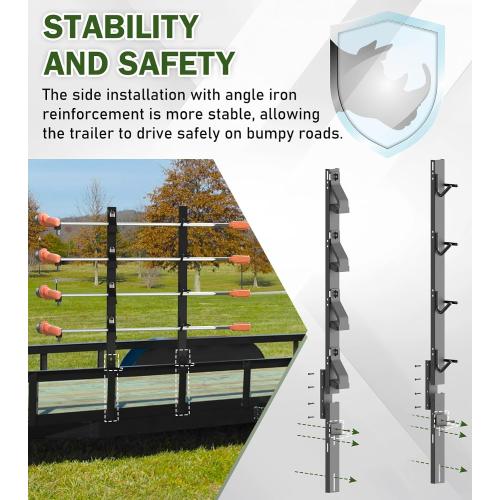4 Place Weedeater Racks for Trailer, Weed Eater Rack for Open Trailer and Enclosed Trailer Trimmer Rack Holder with 4 Individual Locks Landscape Equipment Organization Storage Rack