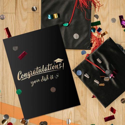 Black Gold Graduation Party Decorations Book,Class of 2025 Congratulations Graduates Signature Guest Book for Congrats Graduation Gifts Party Supplies