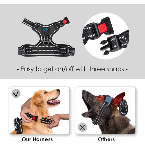 PHOEPET No Pull Dog Harness Medium Reflective Front Clip Vest with Handle