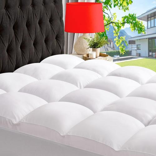 Size Queen Color White  Queen Size Mattress Topper for Back Pain Relief, Extra Thick Mattress Pad Pillowtop, Soft Plush Mattress Cover Bed Topper with Deep Pocket, Overfilled Down Alternative Filling, White