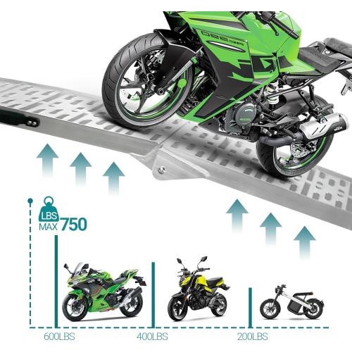 1 Pc Aluminum Loading Ramp with Handle, 750 Lbs Capacity, 7.25ft Motorcycle Ramp Folding Powerspots Ramps with Load Straps for Pickup Trucks, Motorcycles, Lawnmowers, Dirt Bikes