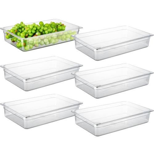 CURTA 6-Pack Full Size 4 Deep NSF Polycarbonate Food Pans | Dishwasher & Freezer Safe Clear Container for Prep Tables, Buffet, Salad Bar, Commercial & Home Kitchen