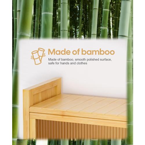 Over The Toilet Storage Cabinet with Drawer and Flip Door, Bamboo Bathroom Organizer Shelf with Anti-Tip Design and Waterproof Feet Pad,Freestanding Rack Above WC Space Saver (Natural)