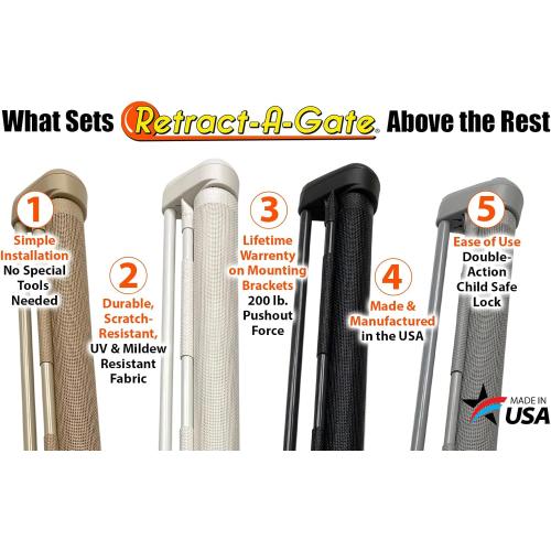 Retract-A-Gate White: The Original and only Made in USA Retractable Baby, Dog, & Cat Gate