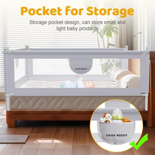 omzer Bed Rail for Toddlers - 3 Sides Safety Baby Bed Rail Guard with Child Lock, Infants Height Adjustment Queen Size Bed Rail for Toddlers,78.74X78.74X59