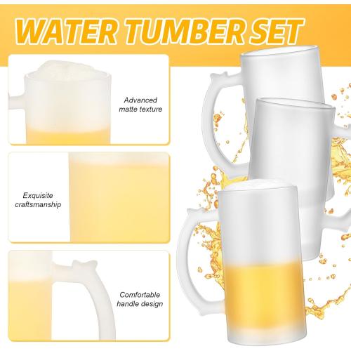 Mifoci 12 Pcs Sublimation Blank Beer Mugs Personalized Tazas Para Present 16 oz Frosted Beer Glass Cups Can Add Photo Text or Images on Gift for Husband Dad Men Valentine's Day Wedding Oktoberfest