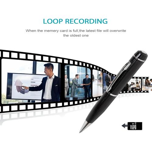 Portable Hidden Camera Pen, Mini Body Video Camera Pen,1080P Security Camera with Loop Working, Photo Taking for Indoor/Outdoor Security, No WiFi, No Audio, Support up to 32GB SD Card(Not Included)
