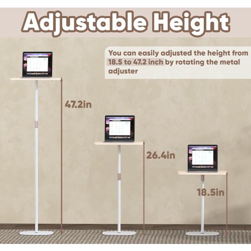 Portable Standing Desk, Adjustable Height 18’‘-47’’ Mobile Floor Desk, Small Laptop Stand for Home Office, Easy to Assemble, Compact Design
