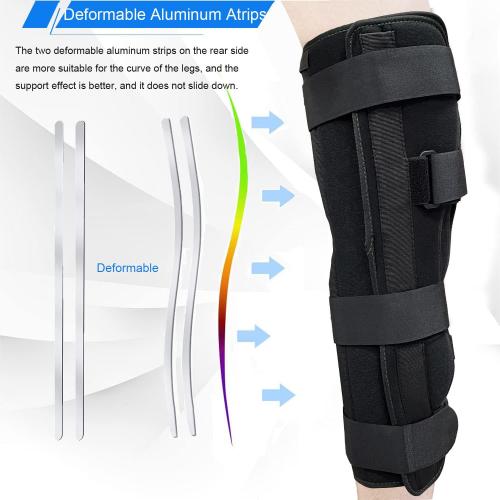 3-Panel Knee Immobilizer Full Leg Support Brace, Aluminum alloy Straight Knee Splint - for Knee Pre-and Postoperative & Injury or Surgery Recovery (Update Size M)