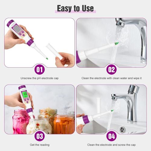 pH Meter for Food Fermentation, Spear pH Probe for Canning Salsa