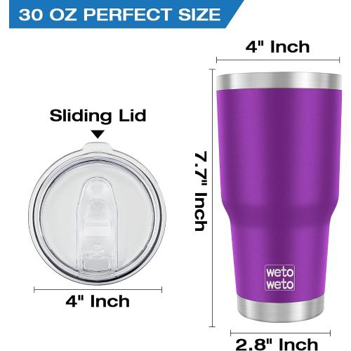WETOWETO 30oz Tumbler, Stainless Steel Vacuum Insulated Water Coffee Tumbler Cup, Double Wall Powder Coated Spill-Proof Travel Mug Thermal Cup for Home Outdoor (Purple, 1 Pack)