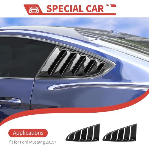 Black Quarter Side Window Louvers Sun Shade fit for Ford Mustang 2015  Window Louvers Scoop Vent Panel Exterior Accessories