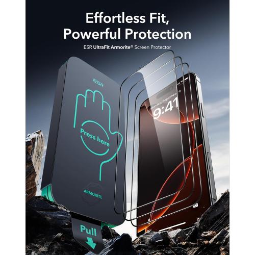 ESR 3 Pack for iPhone 16 Pro Max Screen Protector, Armorite