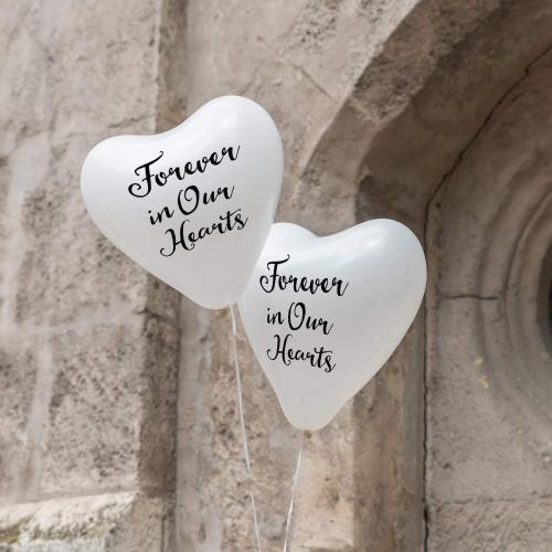 Sumind 60 Pieces Memorial Balloons Funeral Hearts Shape, White
