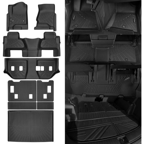 Naibeve Floor Mats for 2015-2020 Chevrolet Suburban/GMC Yukon XL (2nd Row Bucket Seats)- All Weather for Chevy Suburban/GMC Yukon XL Floor Mats Liners Cargo Liner & Seats Back Cover