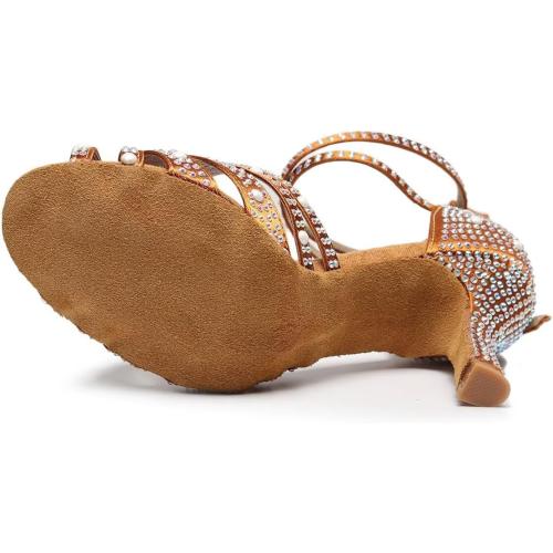 Size 9 Danceand Sway Women’s Rhinestone Salsa Latin Dance Shoes Ballroom Satin Dance Shoe Bachata Practice Dancing Shoes