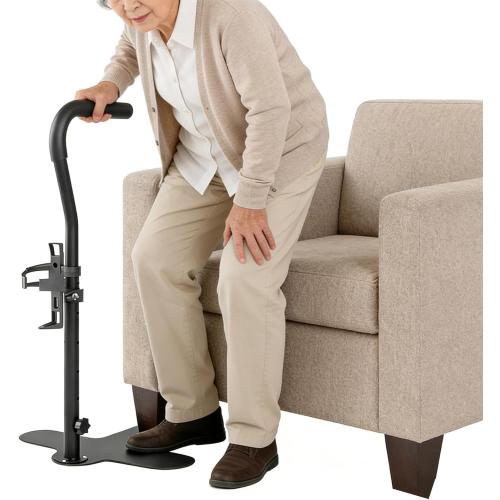 Couch Stand Assist for Elderly, 6-Level Height Adjust Chair Assist with Cup Holder, Mobility Standing Aid Sofa Standup Support for Patients, Seniors and Disabled (Black)