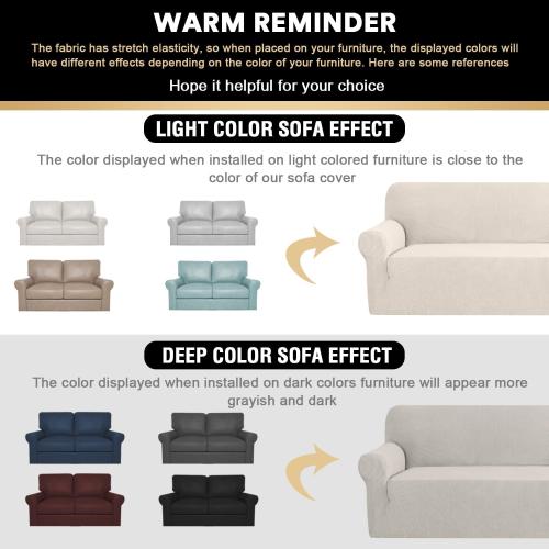 PrinceDeco Stretch Loveseat Sofa Cover Slipcover Couch Cover for 2 Cushion Sofa Washable Sofa Cover for Pets Friendly Furniture Protector Covers with Non Slip Bottom(Loveseat, Ivory)
