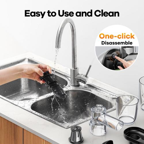 Cold Press Juicer Machine: Easy to Clean Slow Masticating Extractor for Veggies and Fruits, 92% Juice Yield High Nutrient and Vitamin, Quiet Motor & Reverse Function with Brush, Silver