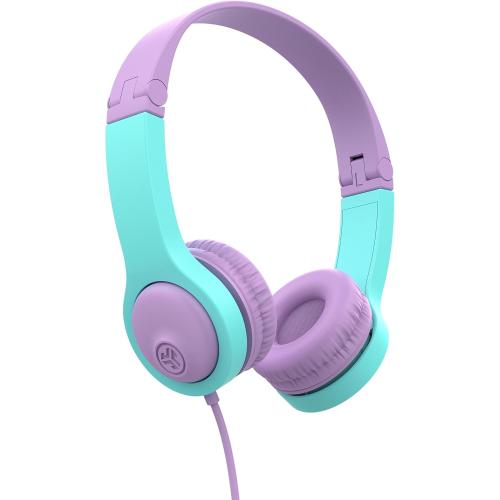 JLab JBuddies Folding Kids Wired Headphones Gen 2, Pink/Teal, Toddler Headphones, Noise Isolation, Kids Safe, Volume Limiting, for Children Ages 2